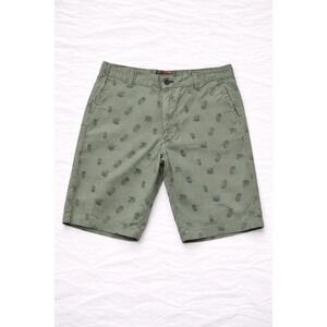 Bruno Milano Mens 34 Green Cactus Print Flat‎ Front Chino Shorts